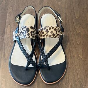 Cole Haan Leopard and Black Braided Sandals